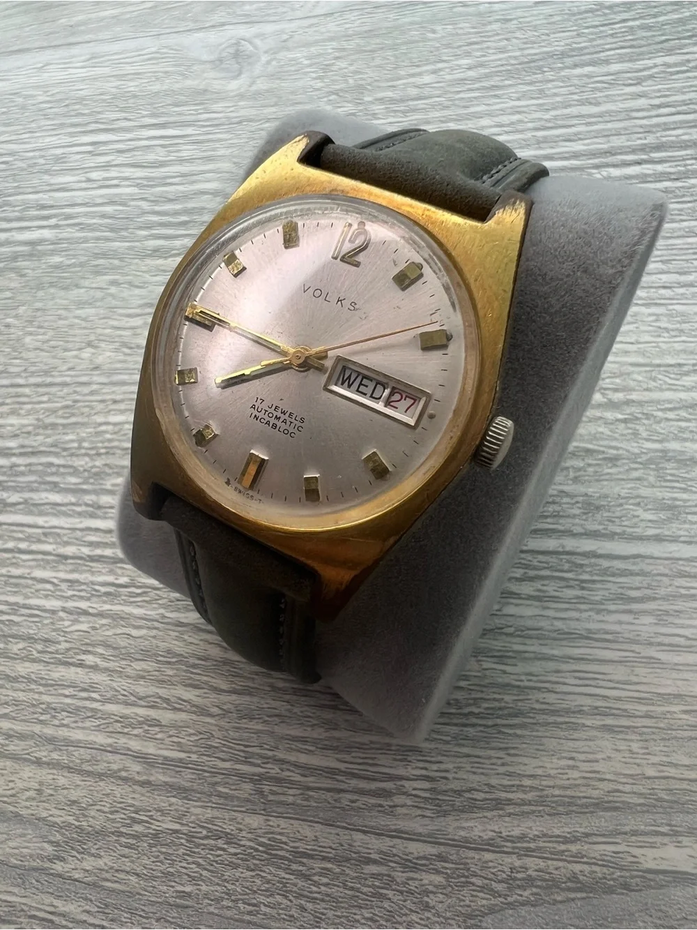 Volks Swiss Gold-Tone Automatic Watch with Day-Date